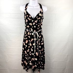 NWT B.Moss clothing company stretch summer black polka dot dress size 10